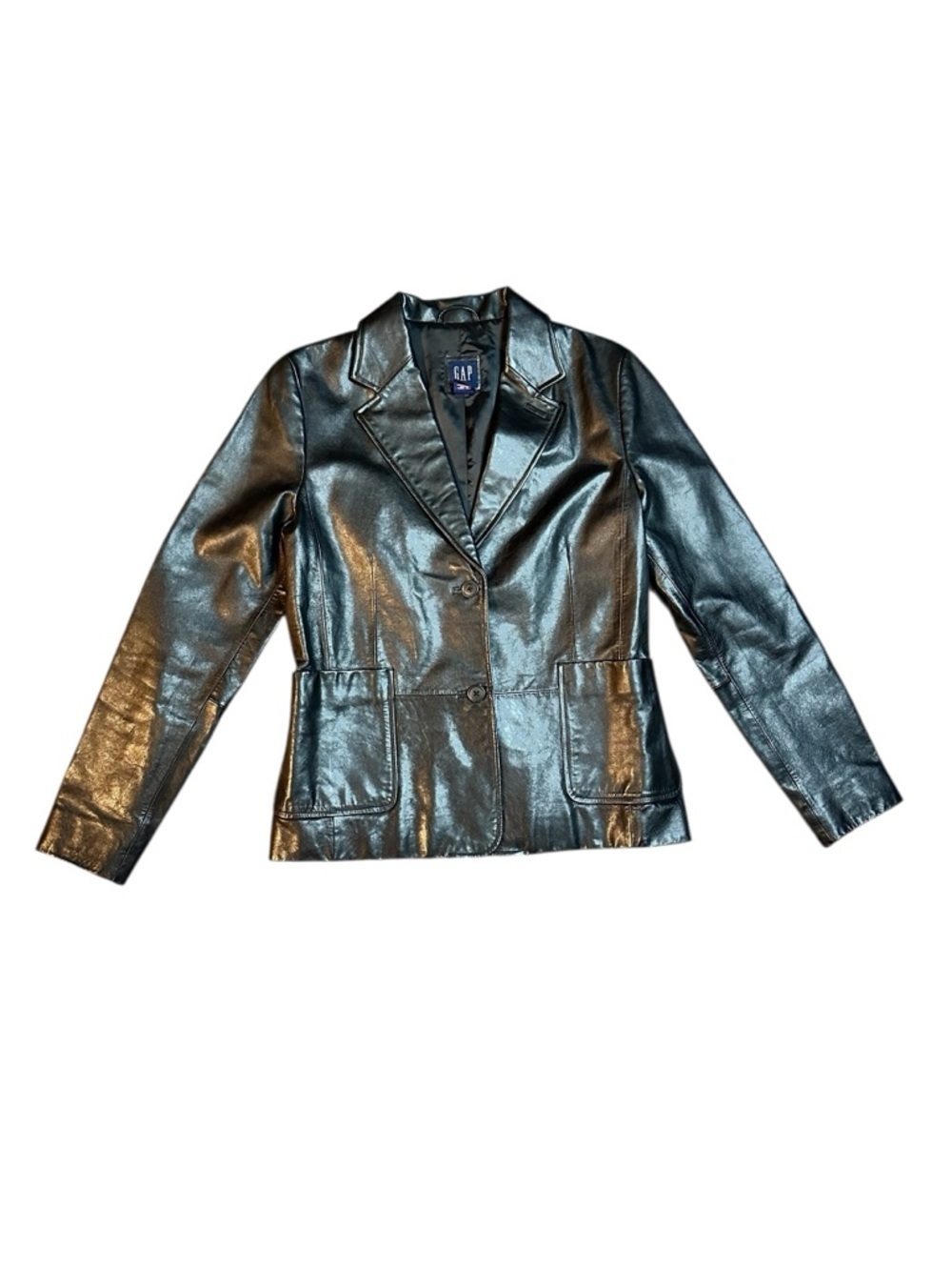 GAP Vintage Black Leather Blazer Jacket 10